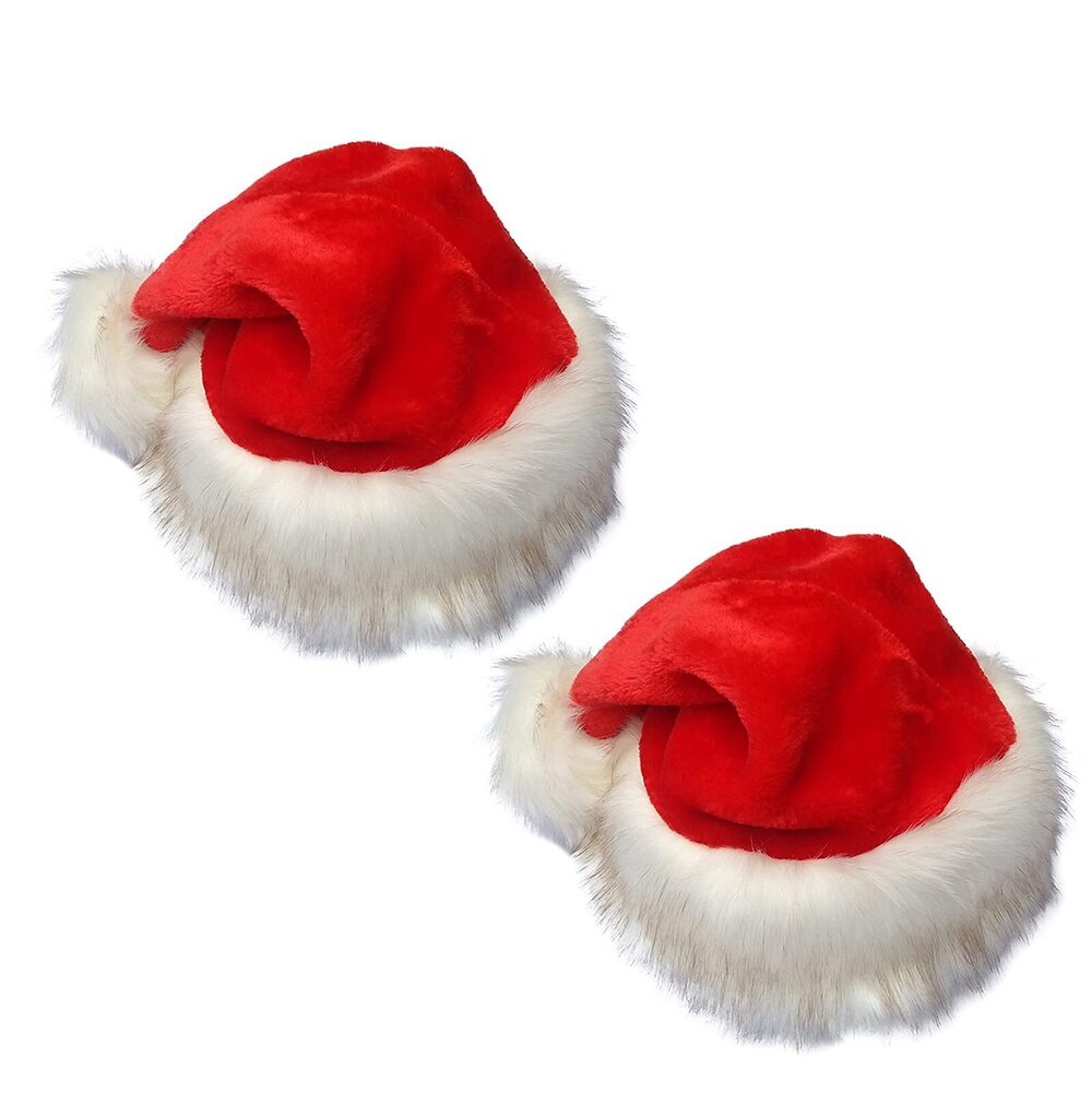3488 Upgraded Thick Santa Hat Velvet for Adults Big Cap Comfort Double
